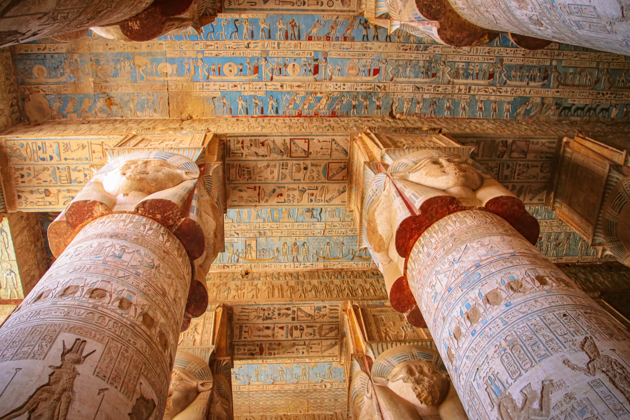 The ruins of the beautiful ancient temple of Dendera or Hath